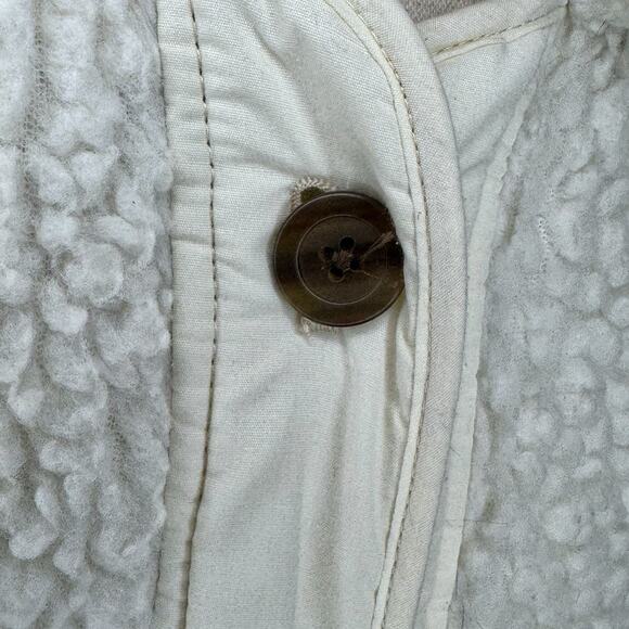 Abercrombie & Fitch Sherpa Quilted Longline Liner Coat Jacket White Tan XS - Picture 6 of 8